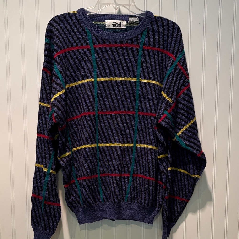 Vintage JED Men’s Multicolor Acrylic/Wool Blend Crew Neck Sweater Size L